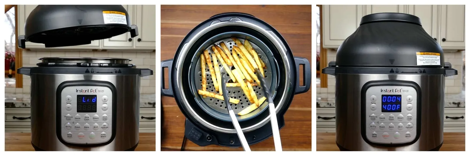 Air fryer cutaway showing fan and heating element above the basket