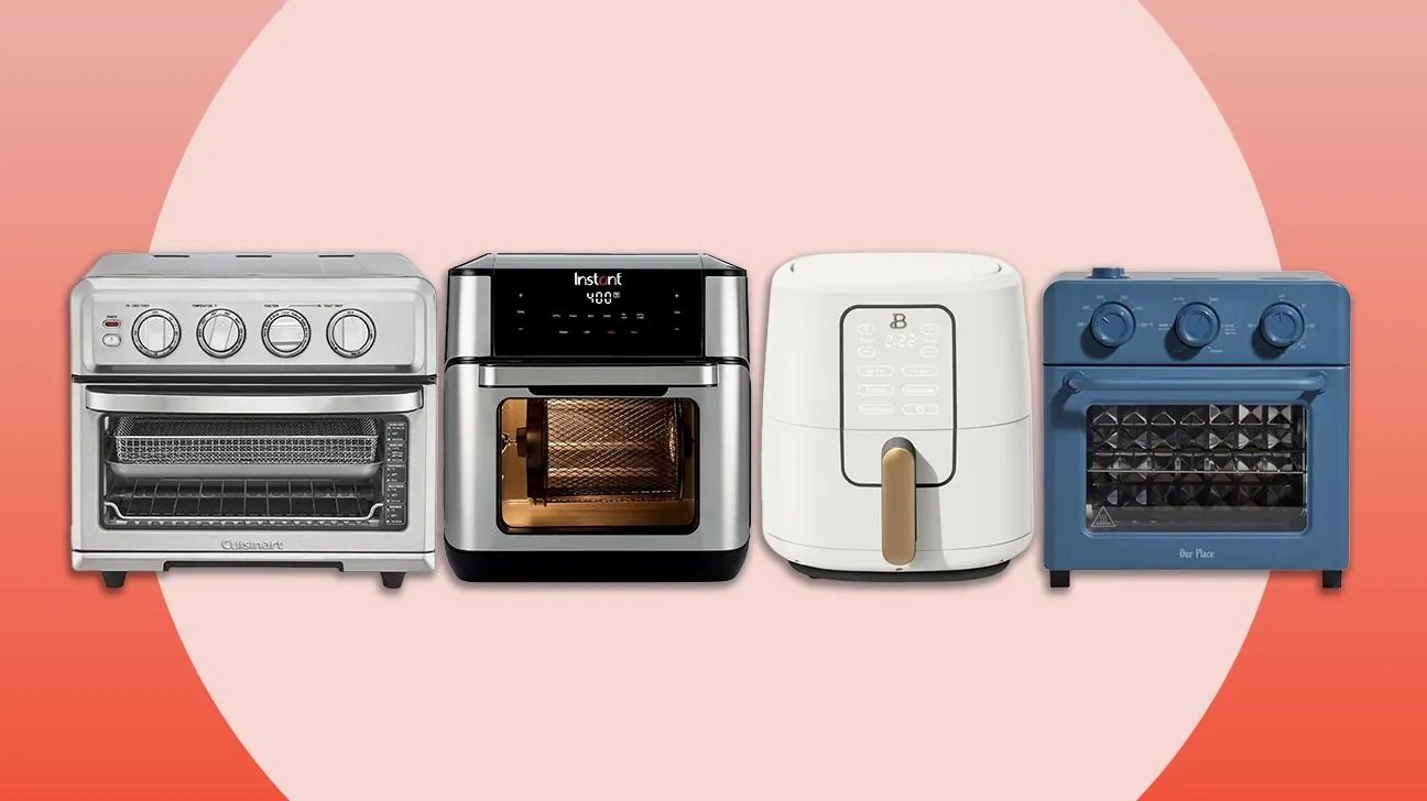 Dual-basket and small air fryer side by side on counter