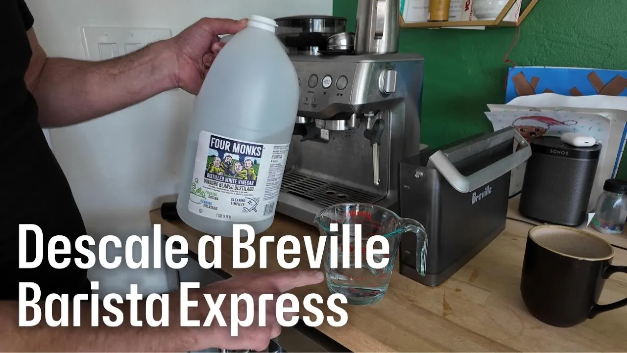 Limescale buildup on espresso machine steam wand and group head