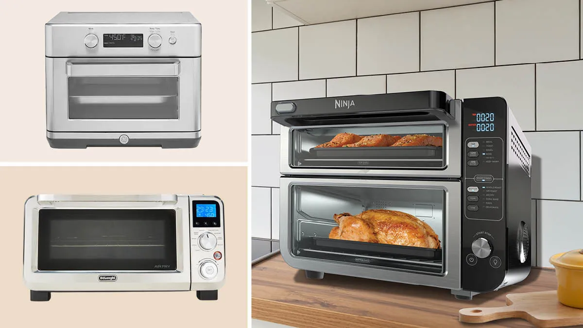 Soggy and crispy breaded chicken pieces compared inside an air fryer toaster oven